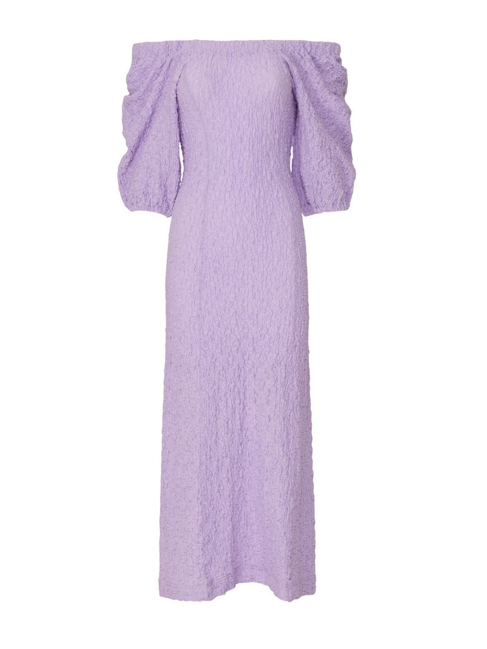 STINE GOYA Lavender Puff Sleeve Midi Dress